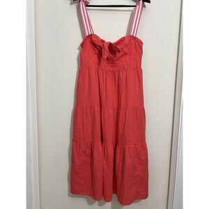 Universal Threads Women's Coral Midi Dress Ruffle Pockets Layered Tiered Size M